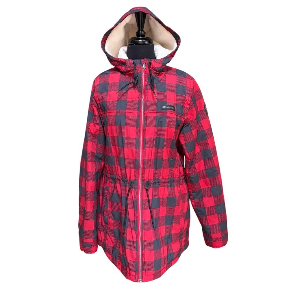 Columbia Chatfield Hill Women’s L Buffalo Plaid Sherpa Hooded Jacket